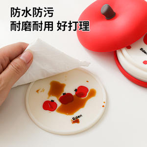 ชุดแผ่นรองแก้วรูปแอปเปิ้ล 5 ชิ้น แผ่นรองกันความร้อนทรงกลมสำหรับถ้วยกาแฟ ชา ใช้ในบ้าน สำนักงาน ทนต่ออุณหภูมิสูง - Product Image 3