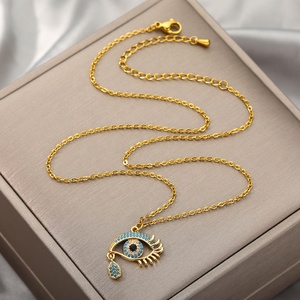 Gioielli egiziani placcati oro 18 carati zirconi cubici ciondoli personalizzati collana girocollo a strappo con occhi diabolici blu per <span class=keywords><strong>le</strong></span> donne - Product Image 2