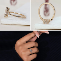 Bague de fiançailles en or massif 10K/14K/18K avec diamant de laboratoire CVD/HPHT certifié IGI, taille marquise 0,5-3 carats et trois pierres latérales