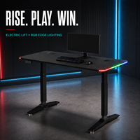 Bureau de jeu électrique réglable en hauteur à moteur unique AOR, surface en fibre de carbone, certifié CE RoHS, vente en gros usine