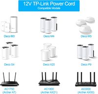 Cable de Alimentación de 12V 2A para el Sistema WiFi TP-Link Deco Mesh, Modelos S4/M3/M4/M5/X20/X55/X60/X68/XE75/X90/X4300 Pro/P9