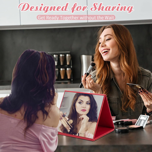 Miroir corporel portable pliable en 3 parties avec sangle en cuir, miroir pleine longueur à suspendre pour le voyage, le spa et la maison - Product Image 2