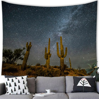 Nature Paysage Désert Cactus Tapisserie Imprimer Grand Tissu Coucher De Soleil Plantes Tropicales Couverture Murale
