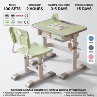 Ensemble de bureau et chaise d'étudiant réglables modernes avec plateau en MDF pour la maison et l'école