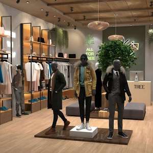 Custom Metal <b>Wall</b>-Mounted Clothing Rack | Boutique <b>Display</b> Fixtures | Factory Shop Furniture | One-Stop Clothing Store Service - Product Image 1