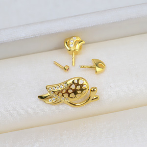 Colgante de Plata 925 Hecho a Mano con Perla Barroca y Base Vacía Exótica en Forma de Pájaro Pequeño para Mujer, Accesorio DIY - Product Image 3