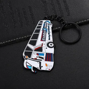 Metal Custom Soft Enamel Colorful Logo Mini Bus Shaped Keychain