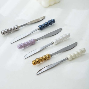 2-teiliges Besteckset mit Keramikgriff, Goldbesteck im Luxus-Stil, Marmor-Keramikgriff, Weißes Besteck - Product Image 4