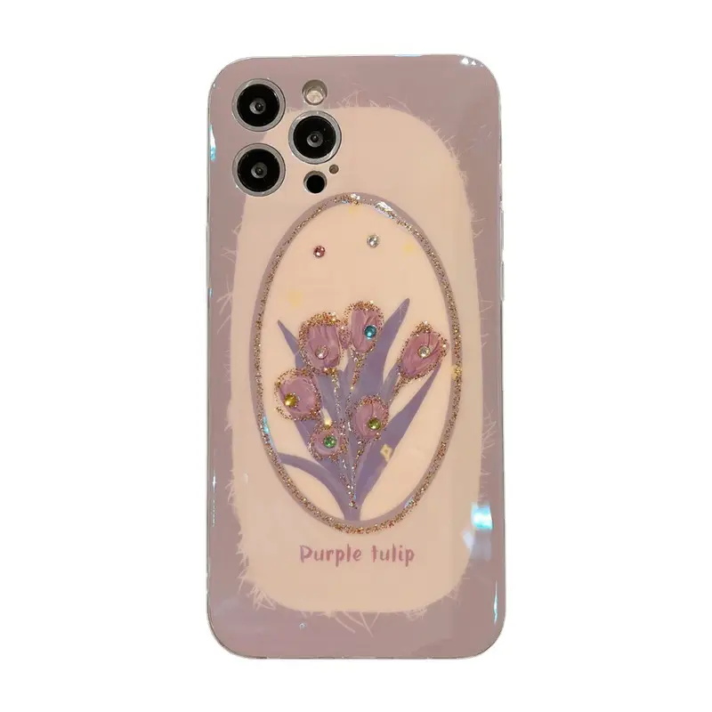 For iphone hot sale luxury new style beautiful purple tulip phone case free shipping promotion for iphone 13 pro max phone case