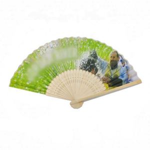 Abanico de Bambú Personalizado de 21 cm, Estilo Arte Folclórico, Abanicos de Mano Vintage con Cubierta de Tela, Flores Pintadas, Regalo Empresarial - Product Image 4