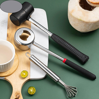 Kokosnoot Opening Kit 3-In-1 Rubber Hamer Shell Cracker & Vlees Schraper Duurzaam Gereedschap Voor Keuken Tropische Drankjes En Strandfeesten