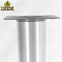 Base de table bistrot en acier inoxydable brossé à fond rond, pied conique en alliage d'aluminium brossé avec plaque supérieure en fer noir