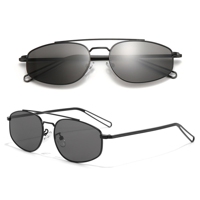 Wholesale Available High Quality Oval Double Bridge Sunglasses Unisex Premium Sense UV Protection Retro Small Frame Sunglasses