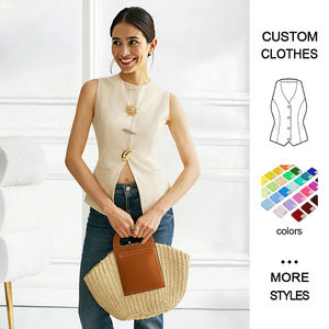 <span class=keywords><strong>Gilet</strong></span> Casual Ecologico da <span class=keywords><strong>Donna</strong></span>, Aderente, con Motivo Uniforme, Decorazione a Bottoni, Collo Tondo Lungo, 100% Poliestere - Product Image 1