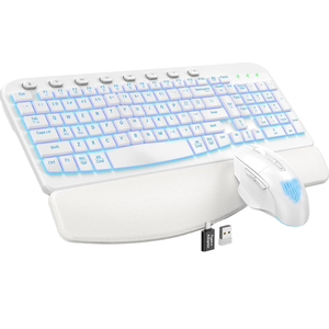 Ergonomic dấu ngã phím được xây dựng trong da mềm lòng bàn tay còn lại 2.4G kích thước đầy đủ 8 phím nóng 6-phím chuột với 4 cấp độ của DPI RGB Backlit - Product Image 3