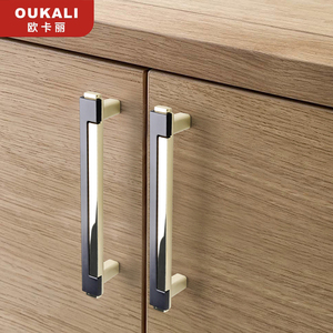 Oukali New Release Wholesale Modern Furniture Cabinet Handle Kitchen Wardrobe Zinc Alloy <strong>Gold</strong> Dresser Pull Handles - Product Image 5