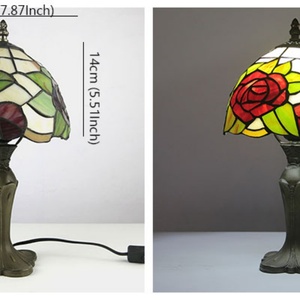 LongHuiJing Indian Rose Tiffany Accent Home Table Lamp Stained Glass - Product Image 3