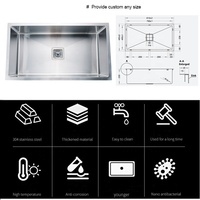 Évier de cuisine en acier inoxydable fait à la main de style Évier de cuisine à une cuvette
