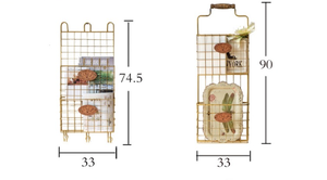Porte-magazines <span class=keywords><strong>mural</strong></span> doré, <span class=keywords><strong>panier</strong></span> de rangement décoratif en métal pour dossiers, documents et fichiers - Product Image 3