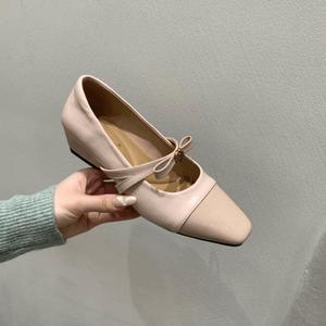 Zapatos Mary Jane de Ante con Punta Cuadrada y Tacón Invisible para Mujer, Estilo Retro Francés, Novedad Primavera 2026, con Correa al Tobillo y Boca Baja - Product Image 1