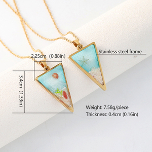 Collana di onde di mare in resina placcato oro 18k in acciaio inossidabile ciondolo collana geometrica da spiaggia per le donne regali Souvenir - Product Image 2