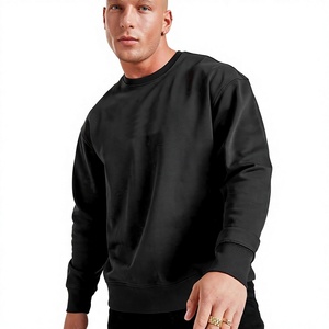 เสื้อสเวตเชิ้ตคอกลมสีดำสำหรับผู้ชาย ทรงปกติ สวมใส่สบาย ผ้าถัก 100% คอตตอน สีพื้น เหมาะสำหรับใส่ในฤดูใบไม้ร่วง - Product Image 5