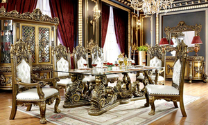 Juego de Comedor de Alta Gama Estilo Italiano para 12 Personas, Juego de Comedor de Madera Maciza Tallada a Mano de Lujo para Villas y Hoteles, Fabricante del Reino Unido - Product Image 6