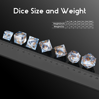 Liquid Core Dice Gitter Sharp Edge D & D Dice 7PCS Resin DND Dice Set avec étui cadeau pour donjons et jeu de dragon Bleu clair