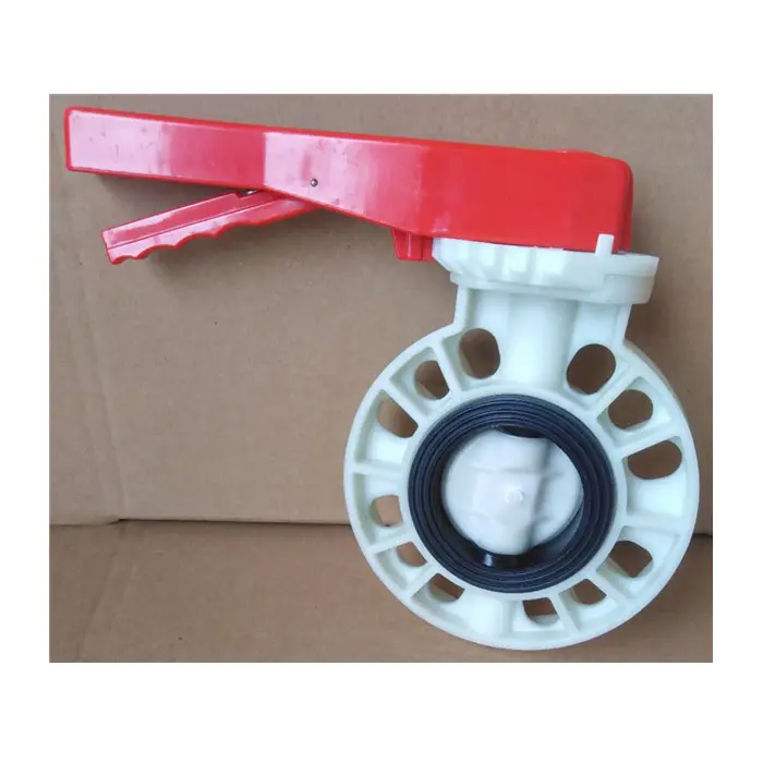 ATA 3" 90mm acid resistant epdm lined red blue grey green handle lever PP wafer flange lug butterfly valve