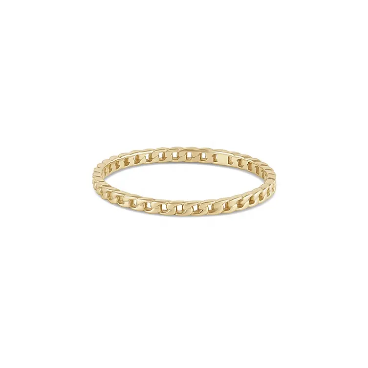 Women Fashion Jewelry Gold Plated 925 Sterling Silver Thin Link Chain Ring