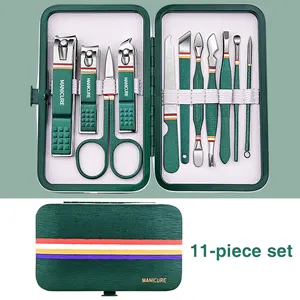 Nail Clipper Manicure Set 19 PCS Pedicure Care Kit Label High Quality Stainless Steel Stripe Cuticle Nail Cutter Trimming Tools