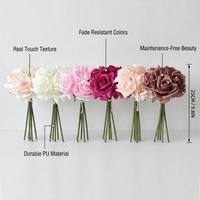 Karangan Bunga Pengantin Mawar Buatan Sentuhan Alami 25CM untuk Pernikahan Hari Valentine Dekorasi Rumah Grosir Gaya Bohemian