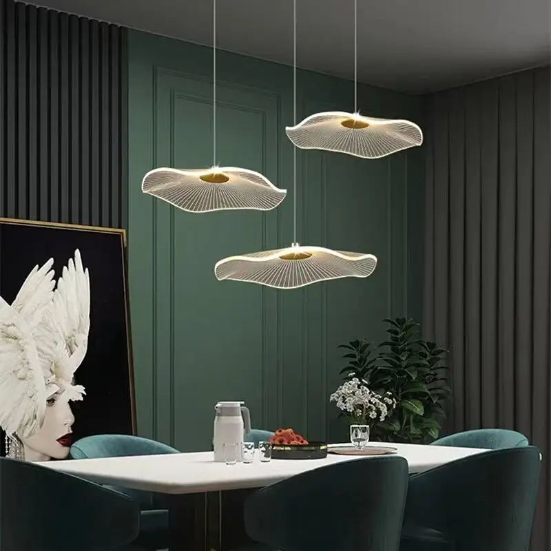 Lotus leaf acrylic modern table lamp home living room dining room bedside decoration indoor LED chandeliers lamps pendant light