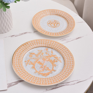ชุดจานกระเบื้องเคลือบลายโมเสคทองและเงินสไตล์ยุโรปสุดหรู 2 ชิ้น ขายดี - Product Image 3