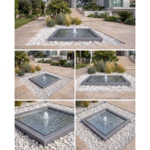 Fontaine carrée en acier inoxydable 316L, finition miroir poli, 60x60-120x120cm, design moderne, tailles personnalisables - Product Image 2