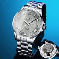 Montre à quartz pour homme Aili Feida 027, acier inoxydable, verre minéral renforcé, cadran lumineux, 30 m d'étanchéité