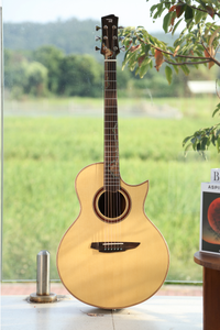 กีตาร์โปร่งอะคูสติกแบบ Cutaway ขนาด 41 นิ้ว รุ่น JF Scoop  หน้าไม้ Spruce Engelman แท้  หลังและข้างไม้ Mahogany แท้  ฝังลาย Abalone  แบบ OEM - Product Image 6