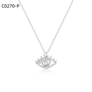 Collar con Colgante de Moda Amy Amy, Circonita Cúbica en Forma de Ojo, Cadena Plateada, Joyería para Mujer, Regalo para Uso Diario - Product Image 1