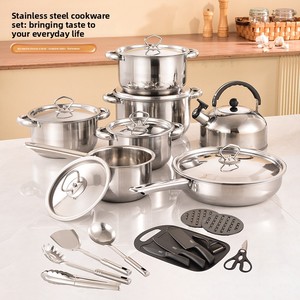 Juego <span class=keywords><strong>de</strong></span> Utensilios <span class=keywords><strong>de</strong></span> <span class=keywords><strong>Cocina</strong></span> <span class=keywords><strong>de</strong></span> <span class=keywords><strong>Acero</strong></span> <span class=keywords><strong>Inoxidable</strong></span> <span class=keywords><strong>de</strong></span> 24 <span class=keywords><strong>Piezas</strong></span> con Tapas <span class=keywords><strong>de</strong></span> <span class=keywords><strong>Acero</strong></span> <span class=keywords><strong>Inoxidable</strong></span>, Diseño Moderno y Minimalista, Incluye Olla, Cacerola para Leche y Sartén - Product Image 4