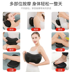 Massage Pillow 4 Heads Black Neck Shoulder Back Waist Car Home Use USB Powered Kneading Massage - Product Image 5