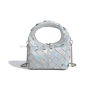 Design High-End Small <b>Bag</b> Hand-Woven Silver Beach <b>Accessory</b> Single Shoulder Cross-Body Zipper Closure Chain Tanjing - Product Image 5