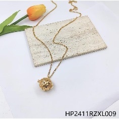 Elegante collana a maglie placcate in oro con diamanti e perle di Design alla moda per Look quotidiano o gioielli regalo per feste - Product Image 1
