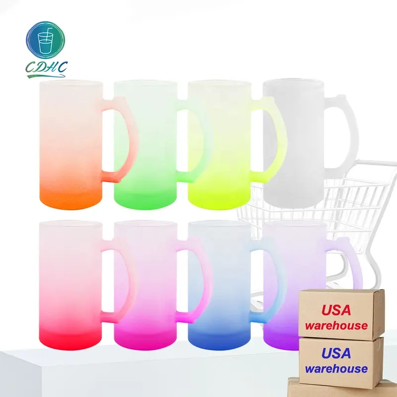 USA Warehouse 16oz Sublimation Mug Glass Frosted Blanks Cups Tea Beer Mug Matte Sublimation Coffee Mug