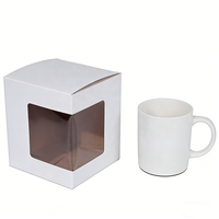 Boîtes en papier transparentes personnalisées en gros, écologiques, avec fenêtre, pour emballage de tasses, présentoir transparent pour cadeaux d'entreprise