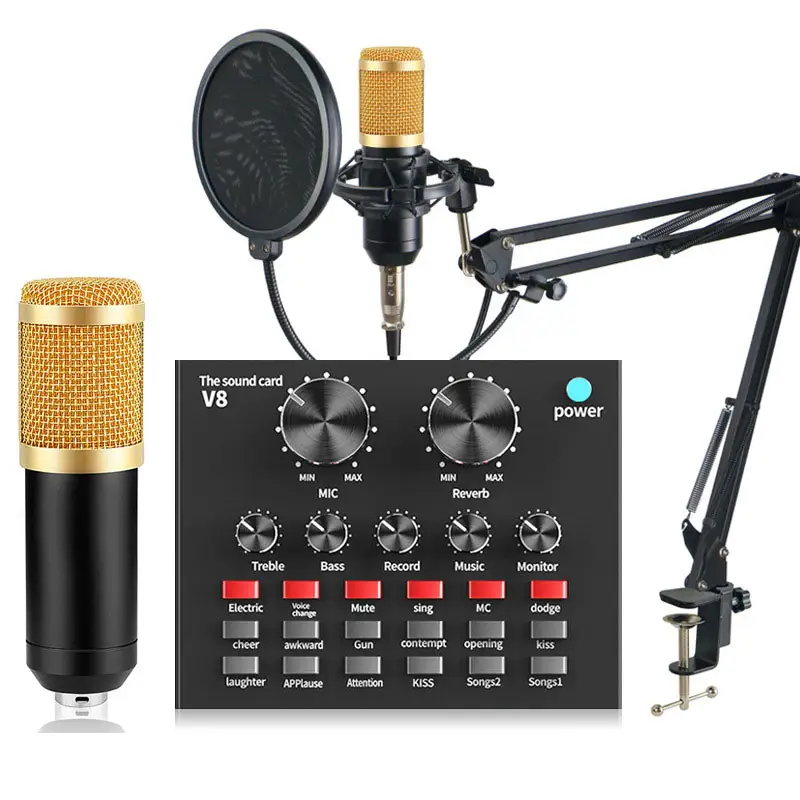 Professional BM 800 V8 Sound Card And Bmb800 Karaoke Mic Kit Set Bm800 Wired Bm-800 Studio Recording Condenser Microphone