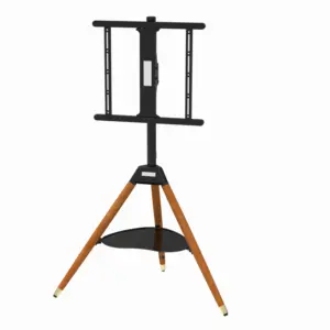 2023 New Arrival Black 32"- 65" Modern Classic TV Floor Tripod Stand with Mount Wooden Triangle mounting brackets