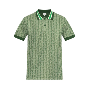 Polo de Manga Corta para Hombre, Estampado con Patrón Geométrico, Mezcla de Algodón y Viscosa, Diseño Moderno y Minimalista, Estilo Urbano Casual o Elegante para Verano - Product Image 1