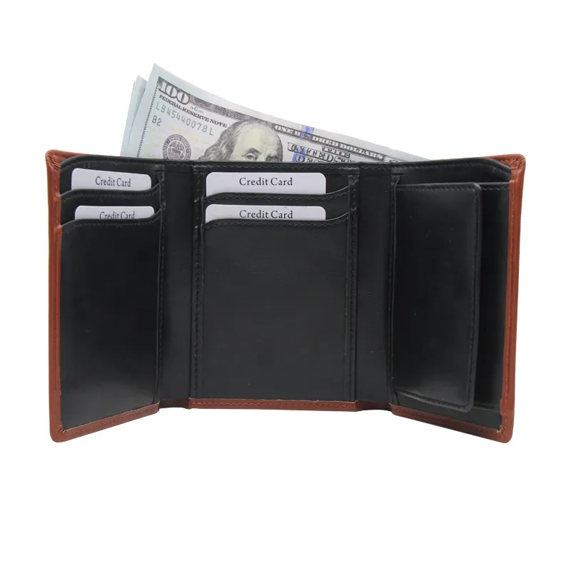 RFID — portefeuille tripliable en cuir pour hommes, porte-cartes de crédit, mince, Durable, solide, RFID