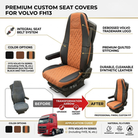 Housses de siège en cuir Nappa sur mesure pour Volvo FH Truck 2008-2026, protection de siège conducteur et passager avec surpiqûres diamantées de qualité supérieure
