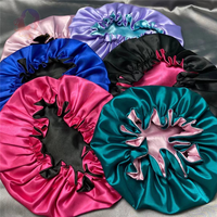 Nouveau Design Lady Large Satin Bande Élastique Femme Mode Bonnet Designer Cheveux Bonnets Satin Sommeil Cap